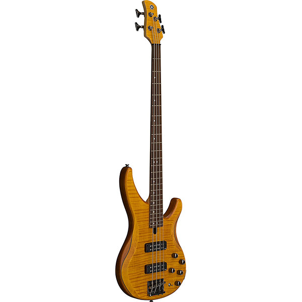 Yamaha TRBX604FM 4 String Active Electric Bass Guitar with Flamed Maple Top Matte Amber (TRBX604 FM)
