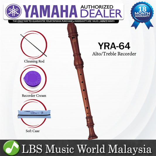 Yamaha YRA-64 F Key Alto Treble Recorder With Baroque Fingering (YRA64 YRA 64)