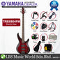 Yamaha TRBX604FM 4 String Active Electric Bass Guitar with Flamed Maple Top Dark Red Burst (TRBX604 FM)