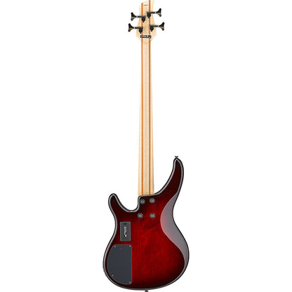 Yamaha TRBX604FM 4 String Active Electric Bass Guitar with Flamed Maple Top Dark Red Burst (TRBX604 FM)