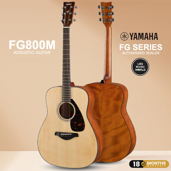 Yamaha FG800M 41" Traditional Western Solid Spruce Top Rosewood Fingerboard Acoustic Guitar Matt Natural (FG 800M)