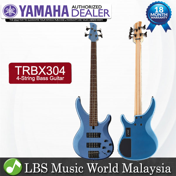 Yamaha TRBX304 4 String Electric Bass Guitar Mahogany Body with 2 Humbucking Pickup - Factory Blue (TRBX 304)