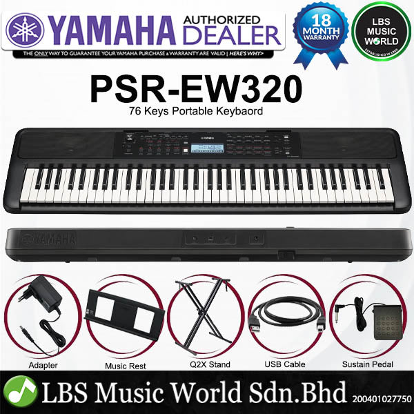 Yamaha PSR-EW320 76 Key Portable Keyboard Intermediate Package (PSREW320 PSR EW320)