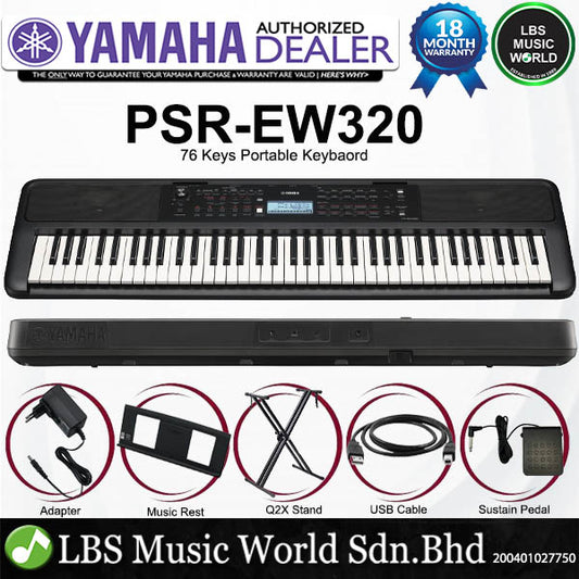 Yamaha PSR-EW320 76 Key Portable Keyboard Intermediate Package (PSREW320 PSR EW320)