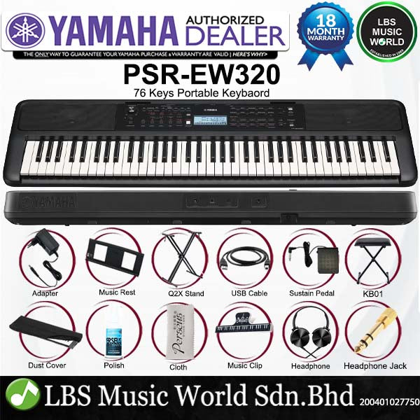 Yamaha PSR-EW320 76 Keys Music Keyboard Premium Package (PSREW320 PSR EW320)