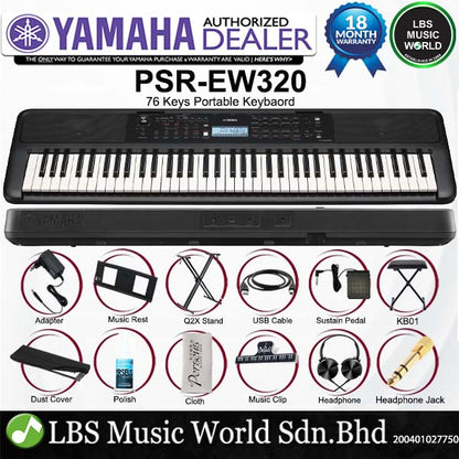 Yamaha PSR-EW320 76 Keys Music Keyboard Premium Package (PSREW320 PSR EW320)