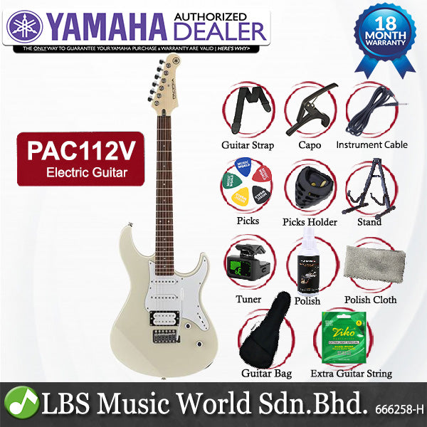 Yamaha PAC112V Pacifica Electric Guitar HSS with Alder Body Maple Neck Vintage White (PAC112 PAC 112V)
