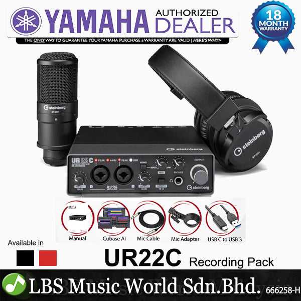 Yamaha Steinberg UR22C Recording Pack with USB C Audio Interface Condenser Microphone and Headphone  (UR22 C)
