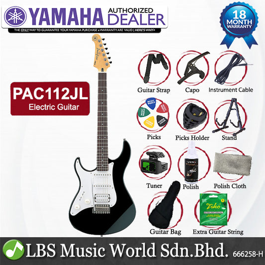 Yamaha PAC112JL Left Handed Alder HSS Electric Guitar - Black (PAC 112JL)