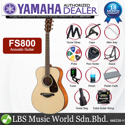 Yamaha FS800 40" Concert Solid Sitka Spruce Top Acoustic Guitar Natural (FS 800)