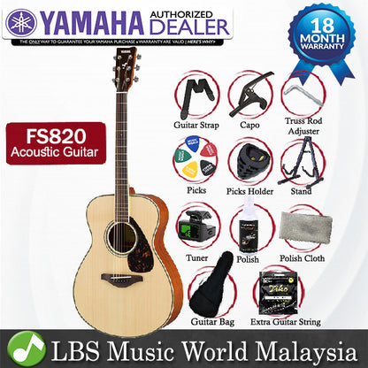 Yamaha FS820 40" Concert Solid Spruce Top Acoustic Guitar Natural (FS 820)
