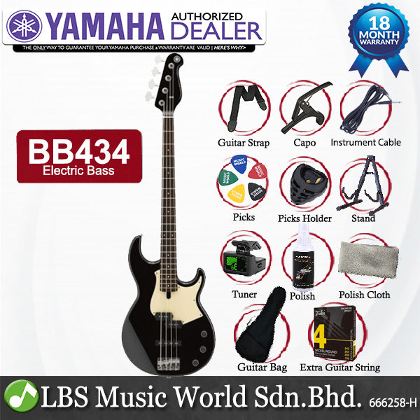 Yamaha BB434 4 String Alder SS Pickup Electric Bass Guitar - Black (BB 434)