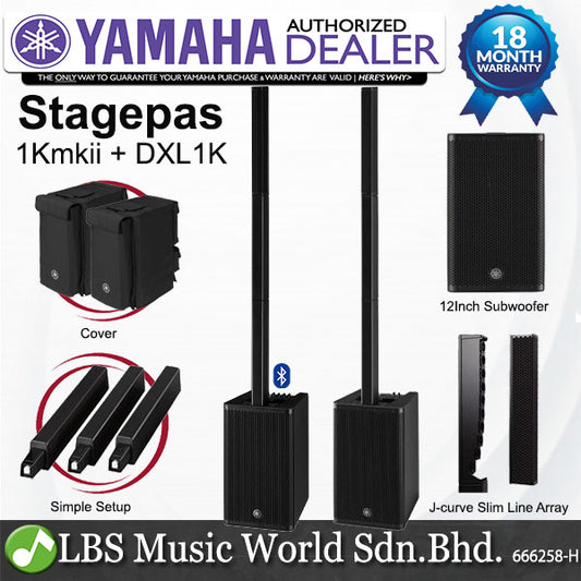 Yamaha STAGEPAS 1K MKII 1100 Watt Bluetooth Portable Powered Active PA Speaker System with DXL1K Loudspeaker (Pair)