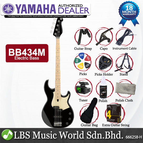 Yamaha BB434M 4 String Alder SS Pickup Electric Bass Guitar Black (BB434 BB 434M)