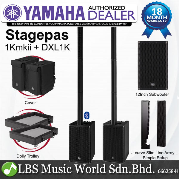 Yamaha STAGEPAS 1K MKII 1100 Watt Bluetooth Portable Powered Active PA Speaker System with DXL1K Loudspeaker (Pair)