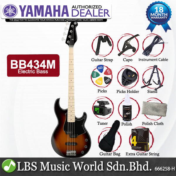 Yamaha BB434M 4 String SS Pickup Electric Bass Guitar Tobacco Brown Sunburst (BB434 M)