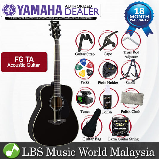 Yamaha FG-TA 41'' Concert Solid Spruce Acoustic Electric Guitar With Pickup - Black (FGTA FG TA)