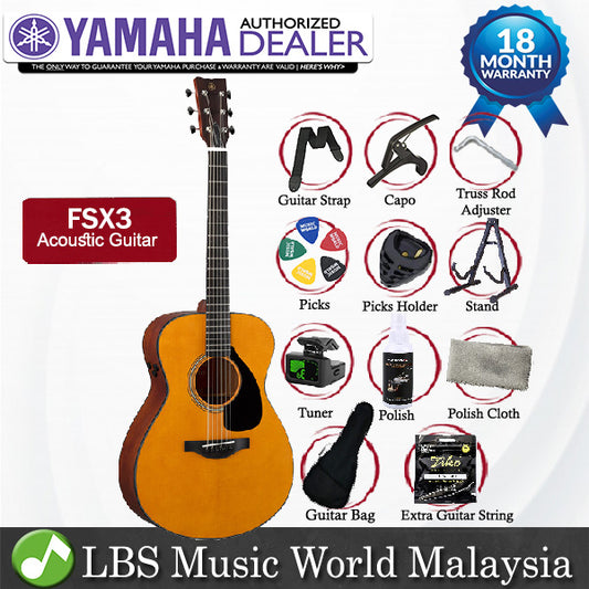 Yamaha FSX3 40" Concert Solid Sitka Spruce Top Acoustic Electric Guitar With Pickup (FSX 3)