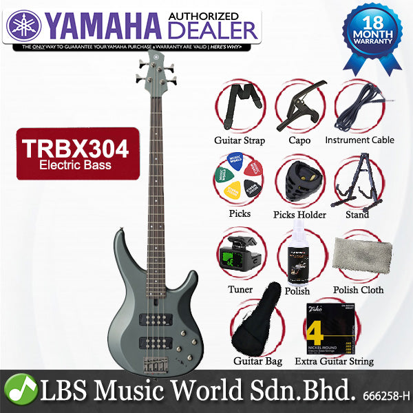 Yamaha TRBX304 4 String HH Pickup Mahogany Electric Bass Guitar - Mist Green (TRBX 304)