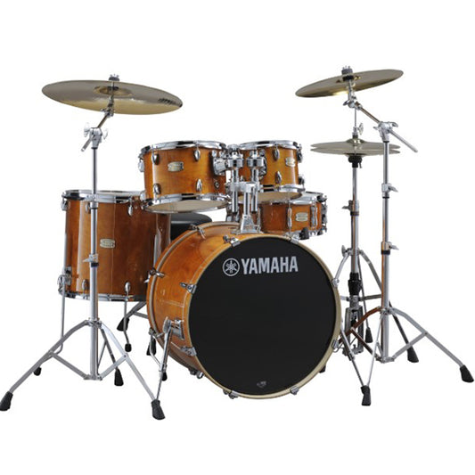 Yamaha SBP2F5 Stage Custom Birch 5 Piece Acoustic Drum Set Full Package with Double Pedal (Honey Amber)