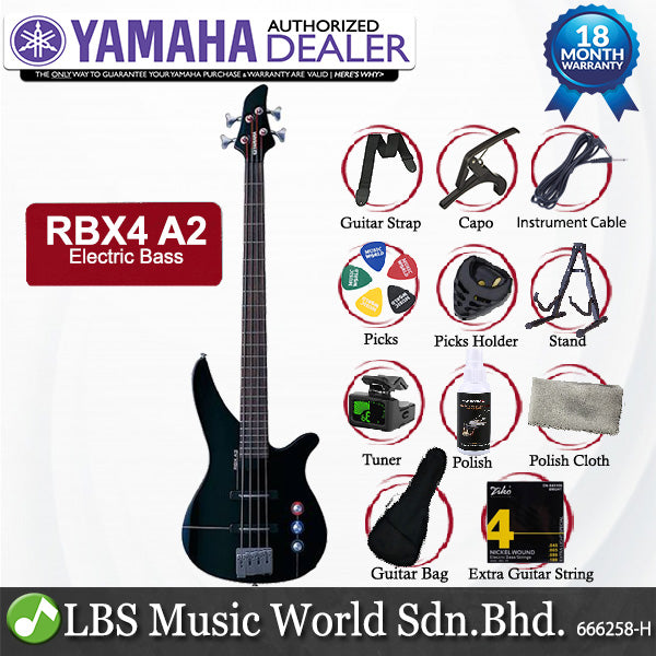 Yamaha RBX4 A2 4 String A.I.R SS Pickup Electric Bass Guitar Jet Black (RBX4A2)
