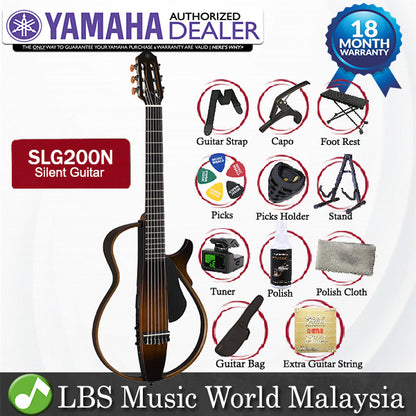 Yamaha SLG200N Silent Classical Guitar Nylon String With Pickup Brown Sunburst (SLG200 SLG 200N)