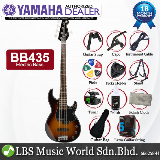 Yamaha BB435 5 String Alder SS Pickup Electric Bass Guitar Tobacco Brown Sunburst (BB 435)