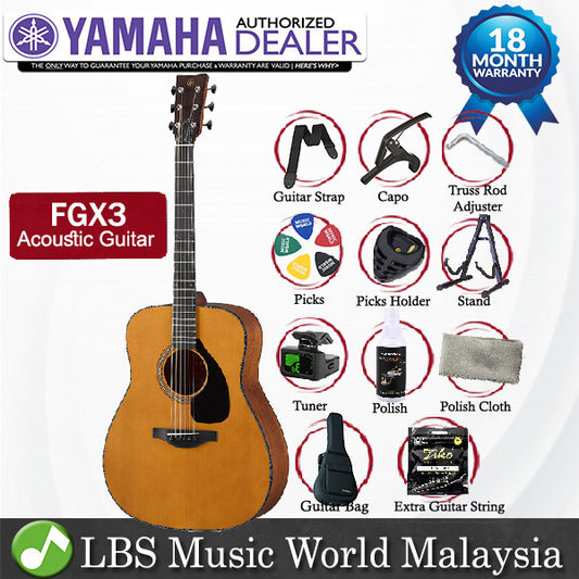 Yamaha FGX3 41" Dreadnought Solid Sitka Spruce Top Acoustic Electric Guitar with Pickup (FGX 3)