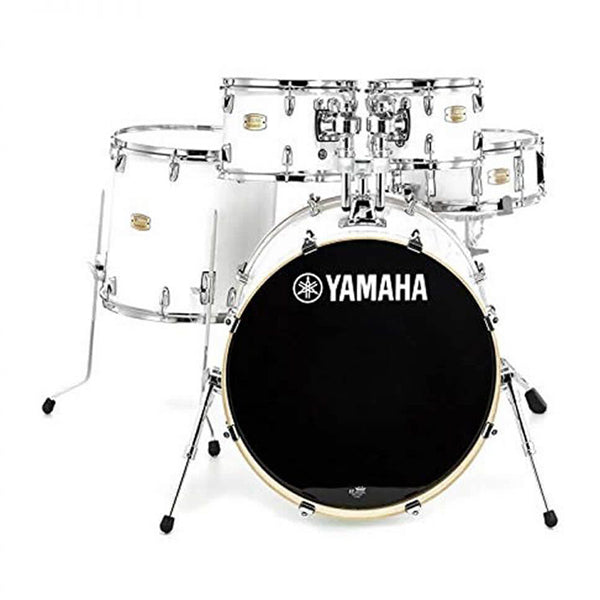 [Discontinued] Yamaha Stage Custom Birch 5 Piece Acoustic Drum Set Full Package with Double Pedal (Pure White)
