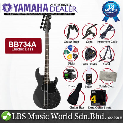 Yamaha BB734A 4 String Alder Electric Bass Guitar Translucent Matte Black (BB734 BB 734A)