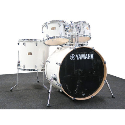 [Discontinued] Yamaha Stage Custom Birch 5 Piece Acoustic Drum Set Full Package with Double Pedal (Pure White)