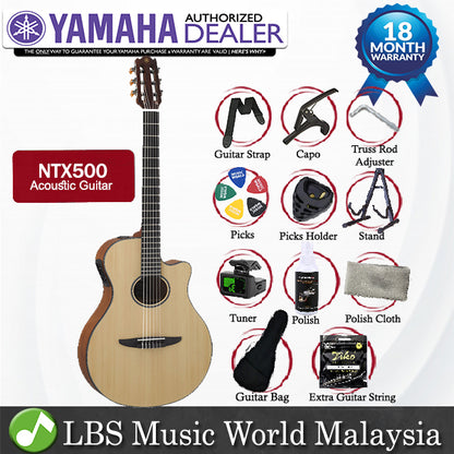 Yamaha NTX500 40'' APX Solid Spruce Rosewood Acoustic Electric Guitar Natural (NTX 500)