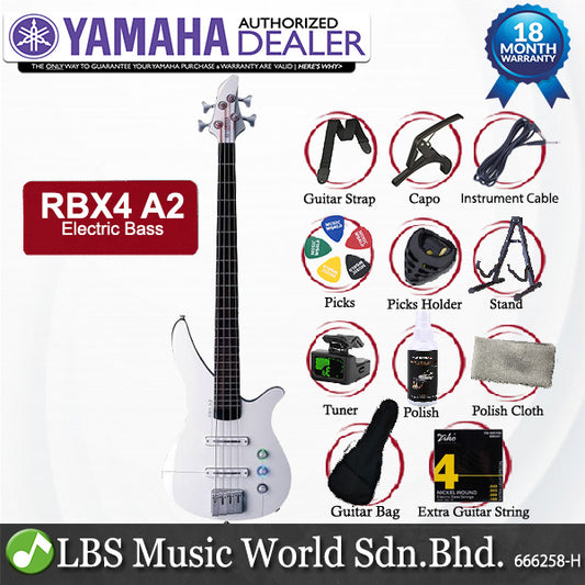 Yamaha RBX4 A2 4 String A.I.R SS Pickup Electric Bass Guitar White & Aircraft Gray (RBX4A2)