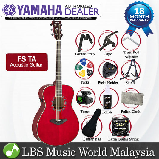 Yamaha FS-TA 40'' Concert Solid Spruce Acoustic Electric Guitar With Pickup Ruby Red (FSTA FS TA)