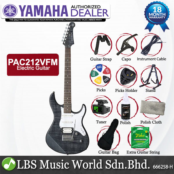 Yamaha PAC212VFM Alder Maple Humbucker Single Coil HSS Electric Guitar Black (PAC 212VFM)
