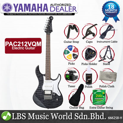 Yamaha PAC212VQM Alder Maple Humbucker Single Coil HSS Electric Guitar Black (PAC 212VQM)