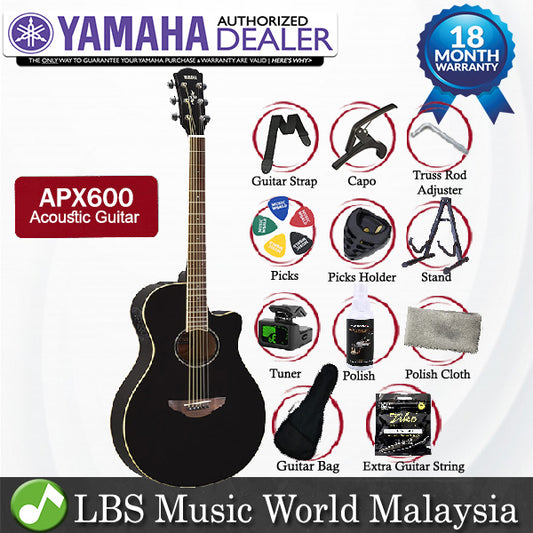 Yamaha APX600 40" Thin Line Spruce Top Acoustic Electric Guitar With Pickup - Black (APX 600)