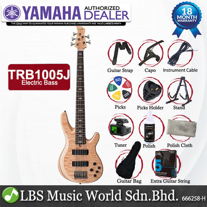 [Discontinued] Yamaha TRB1005J 5 String Alder HH Pickup Electric Bass Guitar Natural (TRB 1005J)