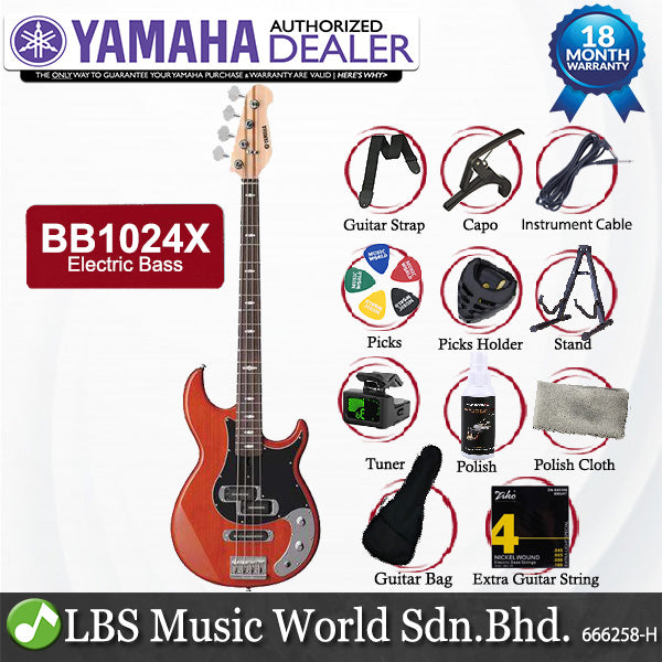 Yamaha BB1024X 4 String SS Pickup Electric Bass Guitar Caramel Brown (BB1024 BB 1024X)