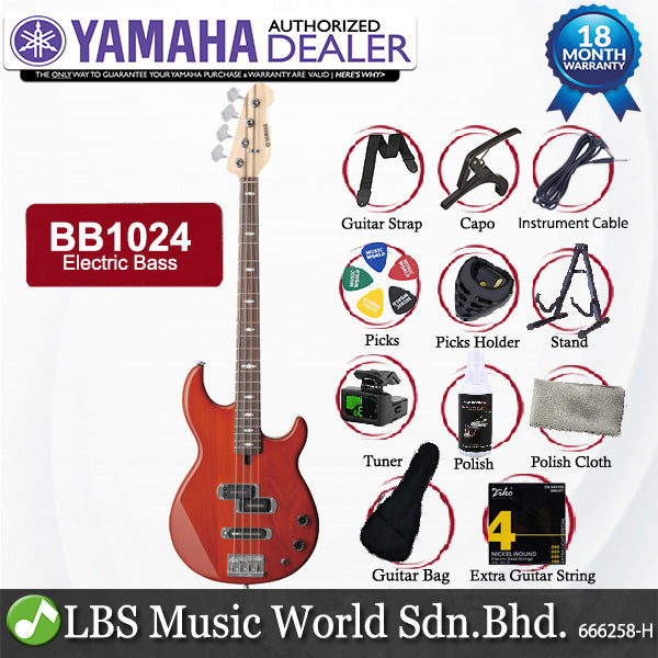 Yamaha BB1024 4 String Alder 3P SS Pickup Electric Bass Guitar Caramel Brown (BB 1024)
