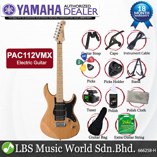 Yamaha PAC112VMX Alder SSH Pickup Electric Guitar Yellow Natural Satin with Pickup and Pickguard