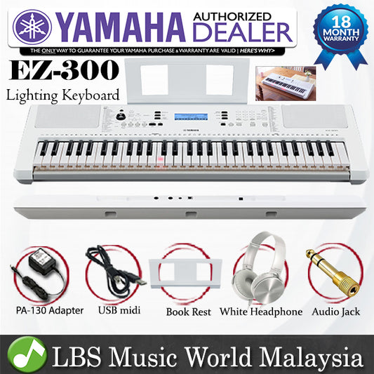 Yamaha EZ-300 61 Key Lighting Portable Keyboard with Lighted Key Basic Package (EZ300 EZ 300)