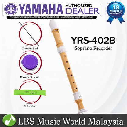 Yamaha YRS-402B C Key Soprano Ecodear Recorder With Baroque Fingering (YRS 402B)