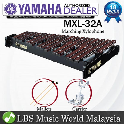 Yamaha MXL-32A 2 1/2 Octave Rosewood Bar Marching Xylophone with Mallet and Carrier (MXL32A MXL 32A)