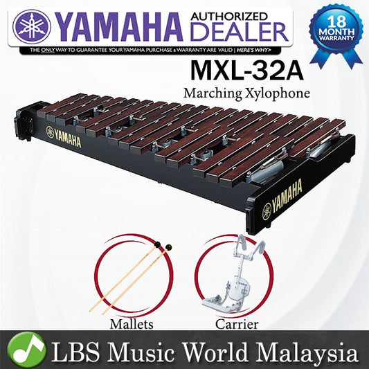 Yamaha MXL-32A 2 1/2 Octave Rosewood Bar Marching Xylophone with Mallet and Carrier (MXL32A MXL 32A)