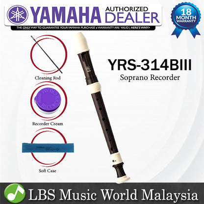 Yamaha-YRS-314BIII C Key Soprano Recorder With Baroque Fingering (YRS314BIII YRS 314BIII)
