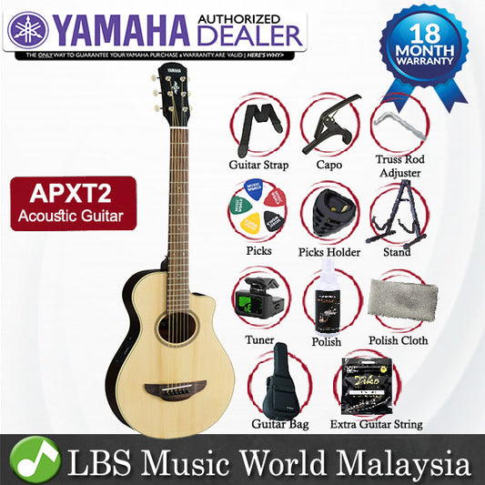 Yamaha APXT2 Acoustic Guitar 3/4 Travel Acoustic Electric Guitar Package - Natural