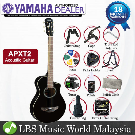 Yamaha APXT2 Acoustic Guitar 3/4 Travel Acoustic Electric Guitar Package - Black