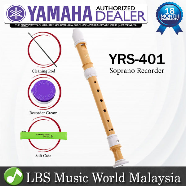 Yamaha-YRS-401 C Key Soprano Ecodear Recorder With German Fingering (YRS401 YRS 401)