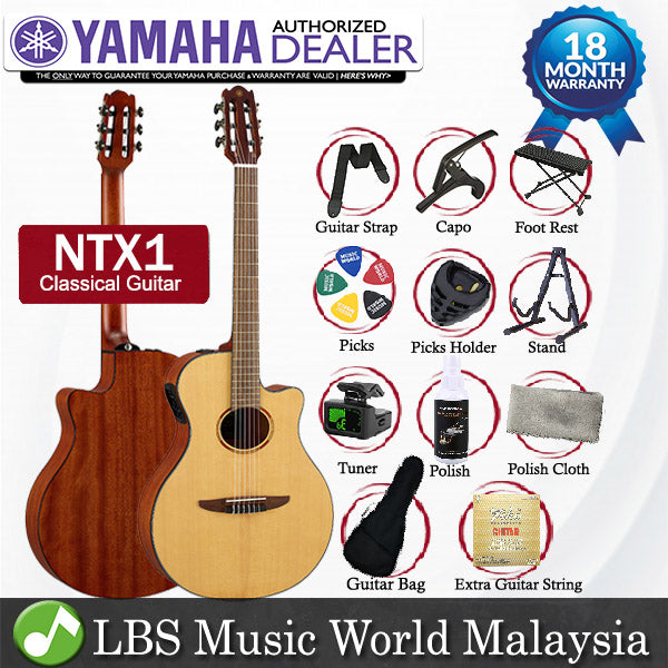 Yamaha NTX1 Nylon String Acoustic Electric Classical Guitar with Atmosfeel Electronic Pickup Natural (NTX 1)
